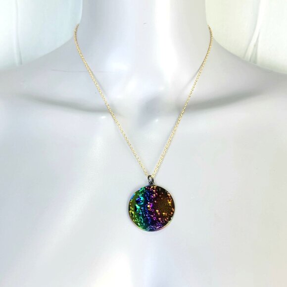 Rainbow Moon Circle Necklace Gold Tone Adjustable Chain Women Jewelry New Clasp - Picture 3 of 15